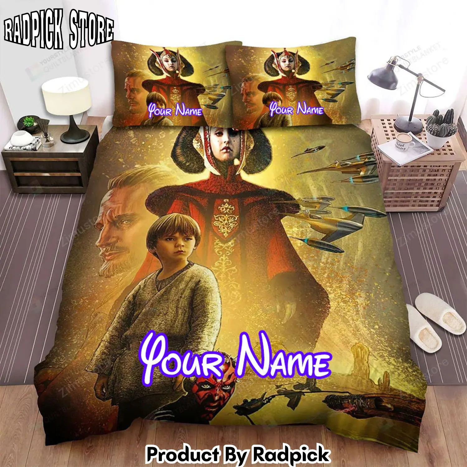 Radpick star wars episode i the phantom menace the girl boy man and demon movie poster bed sheets spread comforter duvet cover personalized name bedding sets rp3271973